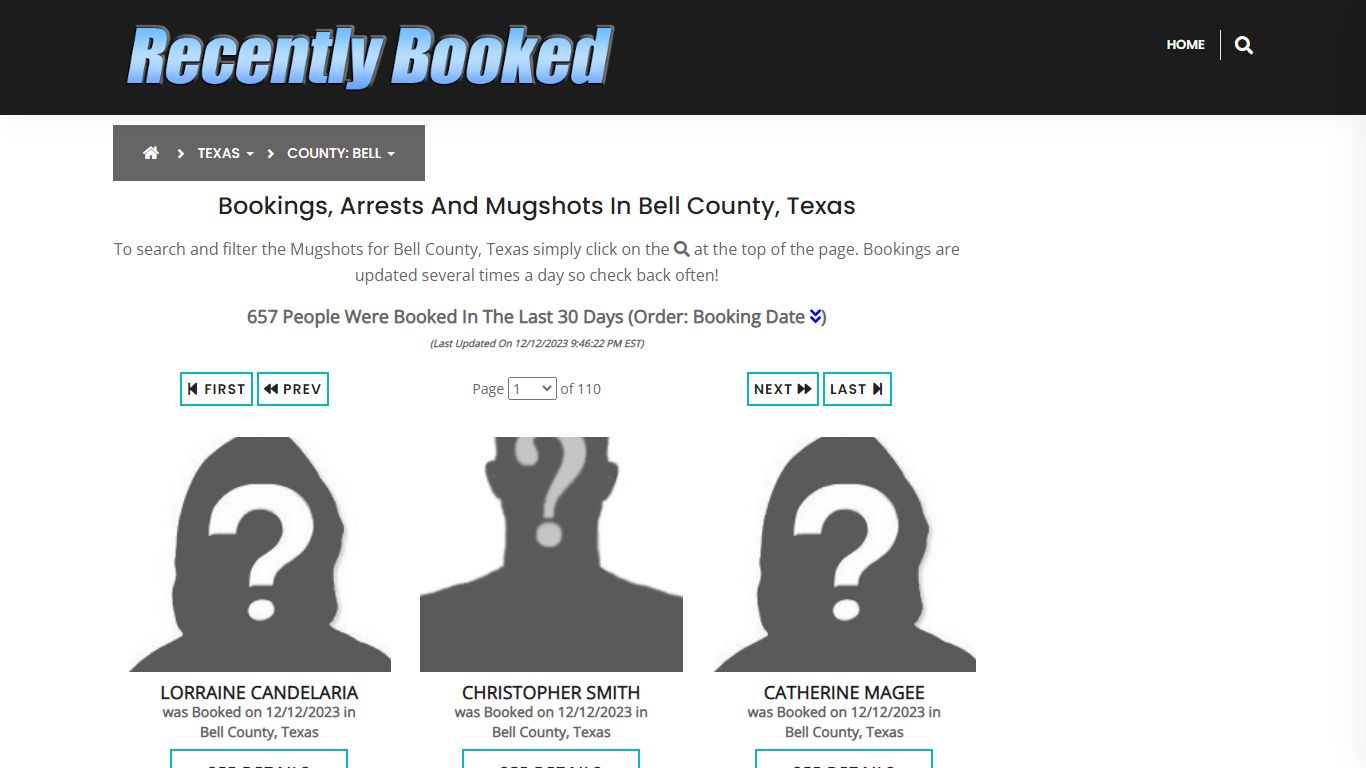 Recent bookings, Arrests, Mugshots in Bell County, Texas - Recently Booked